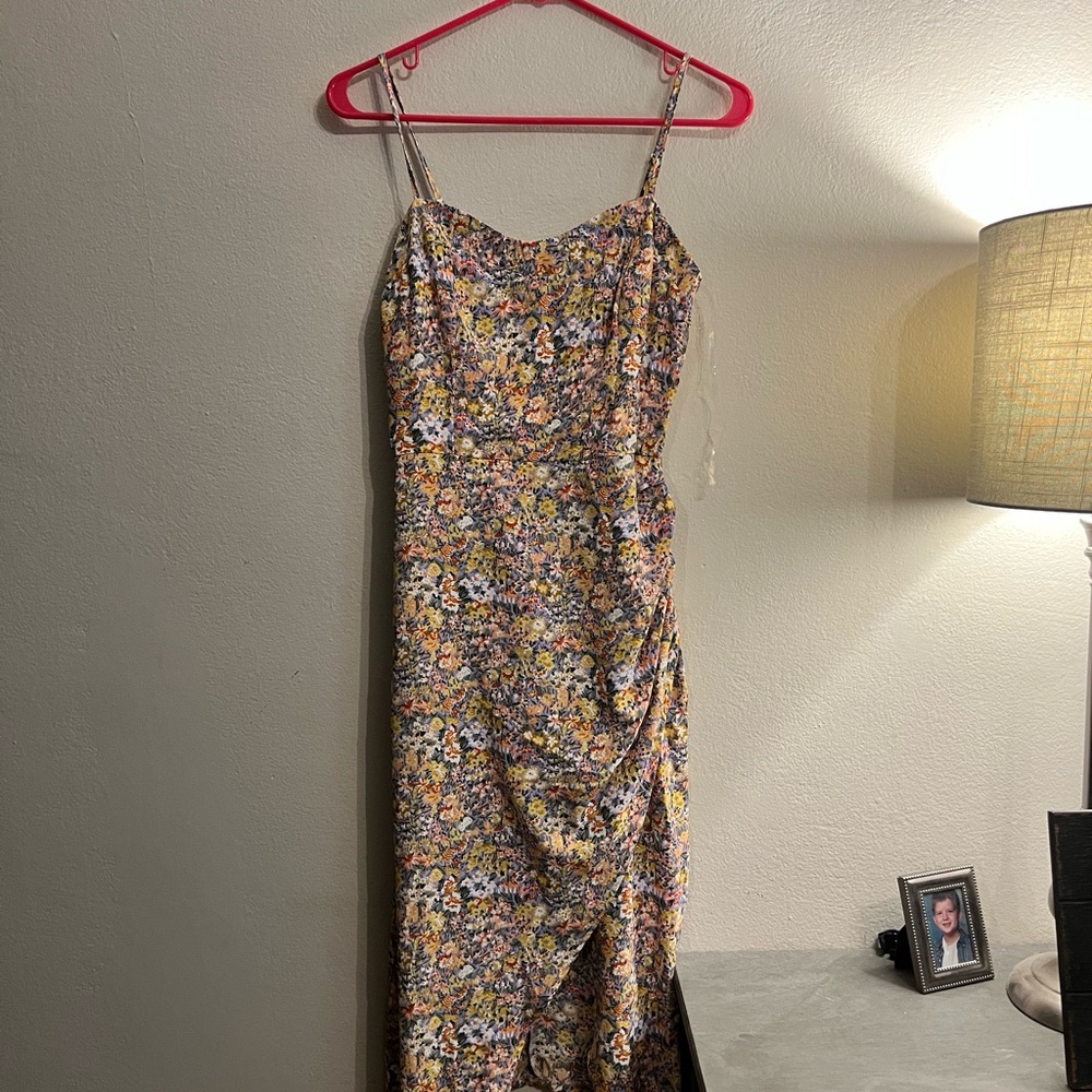 FOREO Pink and Yellow Ruched Sundress